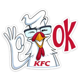👌 49dc24fb OK 치킨, KFC, OK, 음식, 만화, 마스코트, 레스토랑 telegram sticker