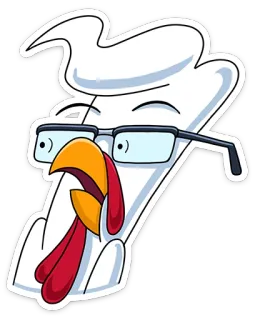 😱 76253ebf 닭, 안경, 만화, 새, 동물, 흰색, 귀여운 telegram sticker