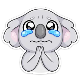 😭 a9e9eea3 考拉, 卡通, 哭泣, 伤心, 恳求, 可爱 telegram sticker