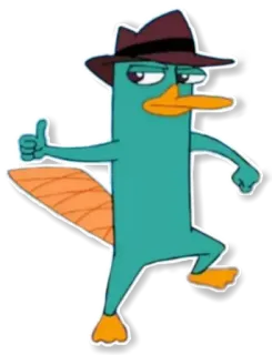 👍 09c85320 Perry the Platypus Phineas and Ferb ornithorynque, dessin animé, Disney, Agent P whatsapp sticker