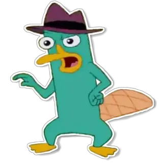 🤬 38ffe6b7 Perry the Platypus Phineas and Ferb ornithorynque, dessin animé, agent, agent secret, espion, Disney whatsapp sticker