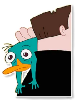 😰 499073af Perry the Platypus Phineas and Ferb ornithorynque, dessin animé, animal, Disney, personnage whatsapp sticker