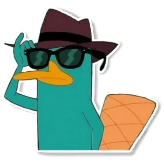 😎 5b817568 Perry the Platypus Phineas and Ferb dessin animé, ornithorynque, agent, agent secret, espion whatsapp sticker