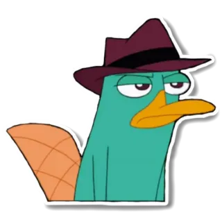 😒 f35b1179 Perry the Platypus Phineas and Ferb ornithorynque, agent secret, dessin animé, chapeau, Agent P whatsapp sticker