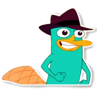 😃 f40b6573 Perry the Platypus Phineas and Ferb dessin animé, ornithorynque, Disney, Agent P, animation whatsapp sticker