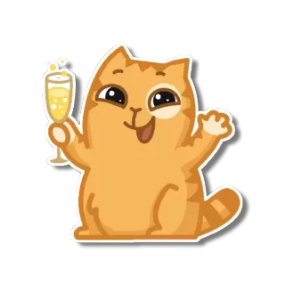 🍾 4c64050b 고양이, 축하, 건배, 음료, 귀여운, 동물, 파티 telegram sticker