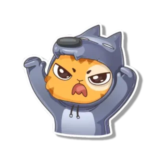 😠 5de71842 고양이, 동물, 만화, 화난, 귀여운, 후드티 telegram sticker