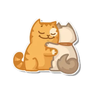 💑 92622c14 고양이, 귀여운, 포옹, 우정, 동물 telegram sticker