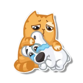 💑 9d86d999 고양이, 슬픔, 포옹, 울음, 친구 telegram sticker