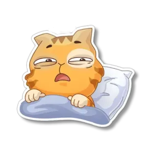 😑 e23ccea8 고양이, 졸린, 베개, 침대, 게으른 telegram sticker