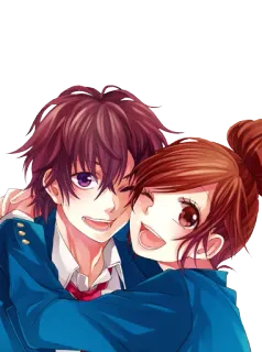 💓 2ae56ec8 anime, couple, romance, cartoon, teenagers telegram sticker