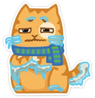 😷 54383027 猫, マフラー, 寒い, 凍った, 悲しい, 冬 telegram sticker