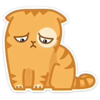😔 a217ffb5 猫, 悲しい, 漫画, ステッカー, 動物, オレンジ, 飼い猫, ペット telegram sticker
