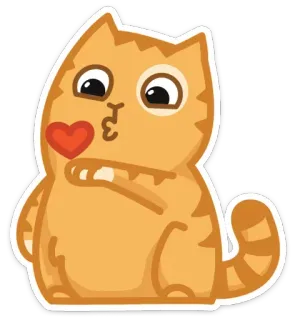 😘 e446f34c 猫, 動物, ハート, キス, 愛, オレンジ, ステッカー, 漫画 telegram sticker