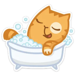 😌 ef0333f2 猫, お風呂, 漫画, 泡, かわいい, 動物 telegram sticker