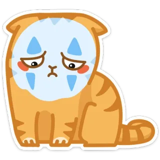 😟 1113223a 고양이, 슬픈, 동물, 귀여운, 만화, 스티커 telegram sticker