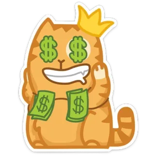 💰 0a19d130 кот, корона, деньги, знаки доллара, богатство, богатый, средний палец telegram sticker