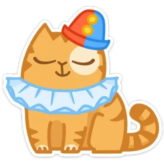 ☺️ 589fe13a кот, стикер, мультфильм, оранжевый, клоун, милый, животное telegram sticker