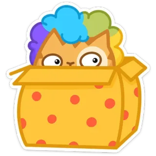 👀 60888de6 кот, коробка, клоун, наклейка, мультфильм, животное, милый, смешной telegram sticker