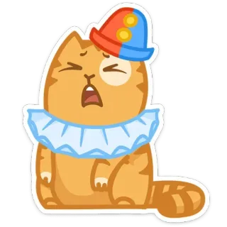 😞 9e8b5360 кот, клоун, стикер, мультфильм, животное, грустный, выражение telegram sticker