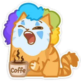 ☕️ b87c3e98 Coffe кот, кофе, клоун, милый, разноцветный, смешной telegram sticker