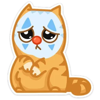 🥺 c5e8a152 кот, клоун, грустный, оранжевый, милый, животное telegram sticker