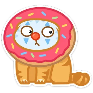 🍩 f18479fe кот, пончик, животное, мультфильм, наклейка, еда, сладкий, смешной telegram sticker