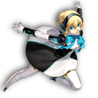 🤫 a52ec823 Aigis Persona 3 アニメ, ロボット, 金髪, ゲーム, ヘッドホン telegram sticker