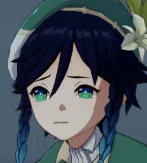 💚 74170ed6 Venti Genshin Impact 벤티, 원신, 애니메이션, 비디오 게임, 슬픈, 귀여운 telegram sticker