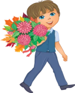 💐 1206aea4 menino, flores, folhas, outono, buquê, outono, desenho animado telegram sticker