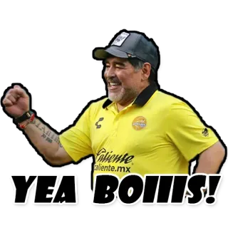 🤝 25728414 Diego Maradona YEA BOIIIS! soccer, football, celebration, legend, argentina, maradona, yea telegram sticker