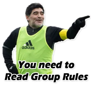 👻 e34d752b Diego Maradona You need to Read Group Rules football, soccer, maradona, rules, message telegram sticker