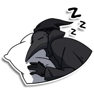 😴 361f4933 흑사병 의사, 졸린, 베개, 마스크, 새, 잠 telegram sticker