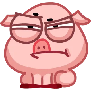 😐 412dec1a cartoon, pig, animal, pink, angry, cute telegram sticker