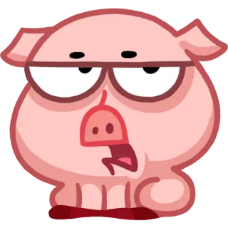 😐 a8e75030 pig, cartoon, animal, cute, tired, funny telegram sticker