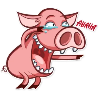 😂 516dc821 AHAHA 豚, 笑う, 動物, 漫画, 面白い telegram sticker