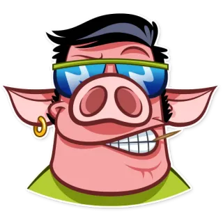 😎 fc707820 豚, サングラス, 動物, 漫画 telegram sticker
