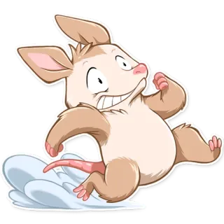🏃 7c3f14e6 opossum, kartun, hewan, imut, stiker, berlari, putih, krem telegram sticker