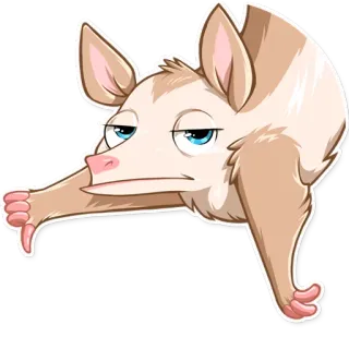 👎 d3eb9dc3 opossum, hewan, kartun, tidak suka, jempol ke bawah, imut telegram sticker