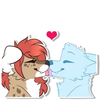 😚 610c664a furry, animais, beijando, amor, desenho animado whatsapp sticker