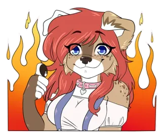 👍 6da57a1b Furry, Cachorro, Anthro, Personagem, Antropomórfico, Polegar para cima, Fogo, Desenho animado whatsapp sticker