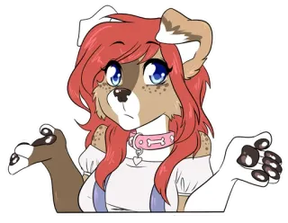 🤷‍♀️ 7076b384 Furry, Cachorro, Antropomórfico, Desenho animado, Fofo, Coleira, Rosa whatsapp sticker