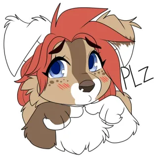 🥺 956b3129 PLZ Furry, Cachorro, Fofo, Implorando, Anime, Ilustração whatsapp sticker