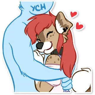 ❤️ c0589fb6 YCH Furry, Abraço, Amor, Animal, Fofo, Corações whatsapp sticker