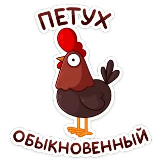 🐔 b502cd18 ПЕТУХ ОБЫКНОВЕННЫЙ rooster, bird, cartoon, animal, chicken telegram sticker