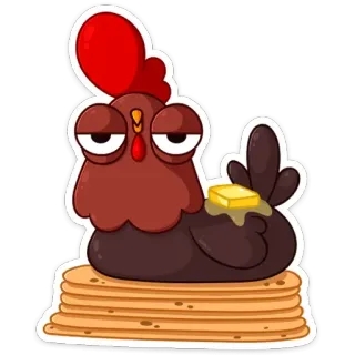 😒 c921ce65 chicken, pancakes, butter, breakfast, cartoon, food telegram sticker