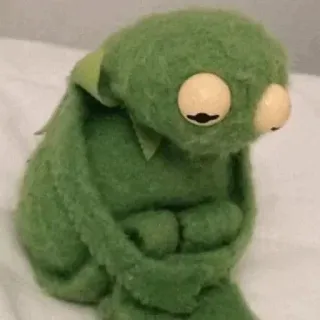 🥺 80f8663e Kermit the Frog Kermit, kikker, pop, muppet, verdrietig, eenzaam, groen telegram sticker