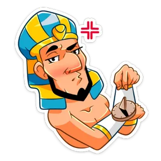 ⏳ 098579a9 faraon, egipt, starożytny, zegar słoneczny, król, kreskówka, egipski telegram sticker