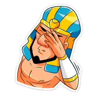 🤦‍♀️ 773841df Starożytny Egipt, Faraon, Facepalm, Kreskówka, Postać historyczna, Egipski, Królewski, Król telegram sticker