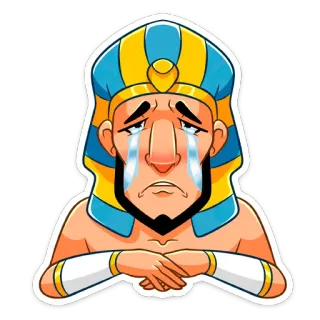 😭 918fa436 faraon, egipski, starożytny, smutny, płaczący, kreskówka, postać, historyczny telegram sticker